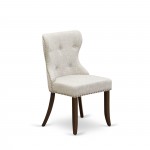 A Dining Set Of Two Parson Chairs Using Doeskin Color, 12" Butterfly Leaf Rectangle Table In Mahogany Finish