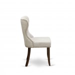 A Dining Set Of Two Parson Chairs Using Doeskin Color, 12" Butterfly Leaf Rectangle Table In Mahogany Finish