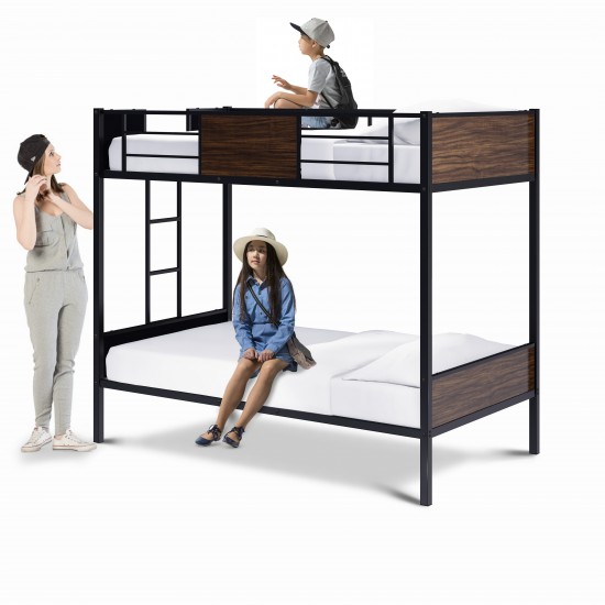 Lynfield Twin Bunk Bed In Powder Coating Black Color