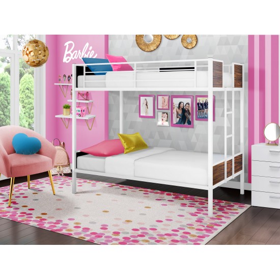 Lynfield Twin Bunk Bed In Powder Coating White Color