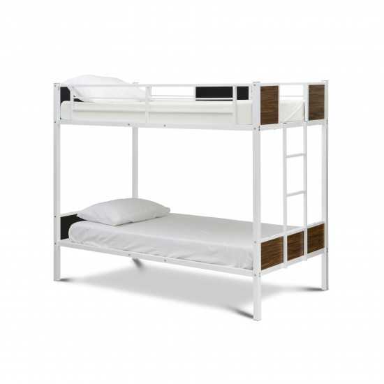 Lynfield Twin Bunk Bed In Powder Coating White Color