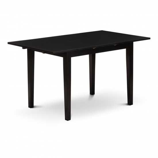 Rectangular Dining Table Black Color Top Surface, Solid Wood Rectangular Table Legs In Black Color Finish