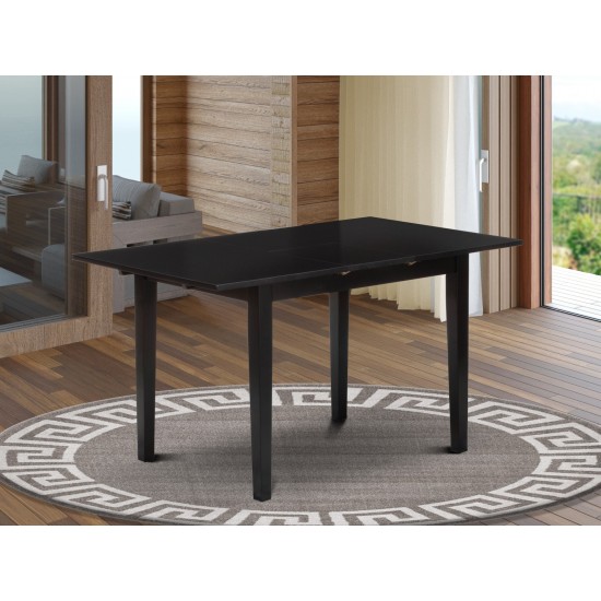 Rectangular Dining Table Black Color Top Surface, Solid Wood Rectangular Table Legs In Black Color Finish