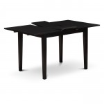 Rectangular Dining Table Black Color Top Surface, Solid Wood Rectangular Table Legs In Black Color Finish