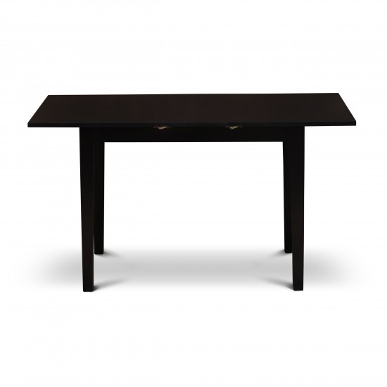 Rectangular Dining Table Black Color Top Surface, Solid Wood Rectangular Table Legs In Black Color Finish