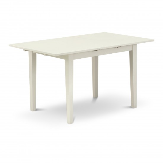 Rectangular Small Table Linen White Color Top Surface, Solid Wood Small Table Legs In Linen White Finish