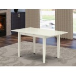 Rectangular Small Table Linen White Color Top Surface, Solid Wood Small Table Legs In Linen White Finish