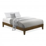 Full Size Bed Frame With 4 Hardwood Legs And 2 Extra Center Legs Walnut Finish