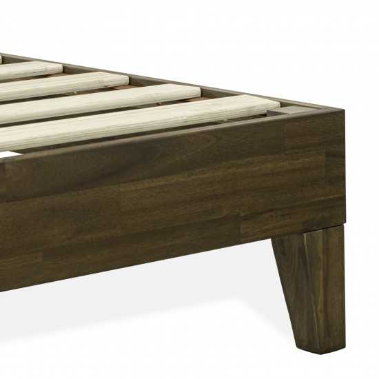 Full Size Bed Frame With 4 Hardwood Legs And 2 Extra Center Legs Walnut Finish