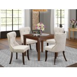 A Kitchen Set Of 4 Indoor Chairs Using Doeskin Color, Gorgeous Square Kitchen Table, Mahogany Finish