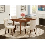 A Kitchen Set Of 4 Chairs Using Doeskin Color, 12" Butterfly Leaf Rectangle Table In Mahogany Finish