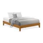 Queen Size Platform Bed Frame With 4 Hardwood Legs And 2 Extra Center Legs Oak