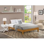 Queen Size Platform Bed Frame With 4 Hardwood Legs And 2 Extra Center Legs Oak