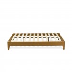 Queen Size Platform Bed Frame With 4 Hardwood Legs And 2 Extra Center Legs Oak