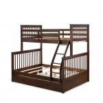 Twin Bed, Two Split Beds, The Both Beds Secure Due To Guard Rails, Walnut Finish