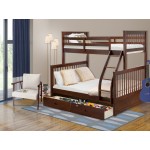 Twin Bed, Two Split Beds, The Both Beds Secure Due To Guard Rails, Walnut Finish