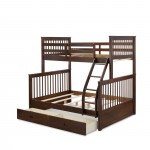 Twin Bed, Two Split Beds, The Both Beds Secure Due To Guard Rails, Walnut Finish