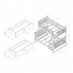 Twin Bed, Two Split Beds, The Both Beds Secure Due To Guard Rails, Walnut Finish