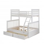 Wood Bed, Two Split Beds, The Both Beds Secure Due To Guard Rails, Linen White