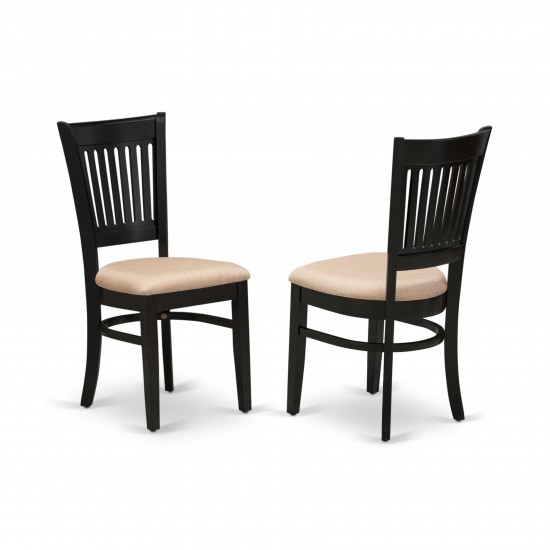 3Pc Dining Set2 Wood Chair, Room Table Seat, Slatted Chair Back Black Finish