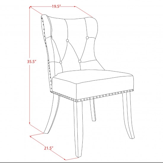 Set Of 2, Parson Chairs- Dining Chair, Linen White Solid Wood Structure, Baby Blue Seat, Nail Head, Back