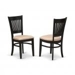 3Pc Dining Set2 Wooden Chair, Seat, Slatted Chair Back Drop Leaves Table Black Finish