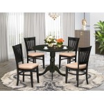 5Pc Dining Set4 Wooden Chairs, Seat, Slatted Chair Back Drop Leaves Table Black Finish