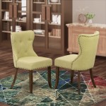 Set Of 2, Parsons Chair- Upholstered Chair, Distressed Jacobean Wooden Structure, Limelight Seat, Nail Head, Back