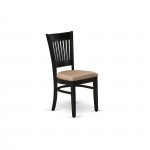 5Pc Kitchen Dining Set4 Wood Chair, Seat, Slatted Chair Back Drop Leaves Table Black Finish