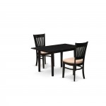 3-Pc Dining Table Set 2 Kitchen Chairs, Butterfly Leaf Dining Table, Black