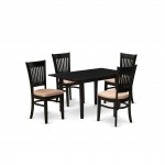 5-Pc Dinette Set 4 Dining Chairs, Butterfly Leaf Wood Dining Table, Black