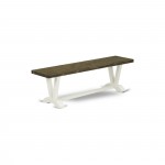 V-Style 15X60 In Dining Bench, Linen White Leg, Distressed Jacobean 418 Top Finish