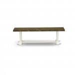 V-Style 15X60 In Dining Bench, Linen White Leg, Distressed Jacobean 418 Top Finish