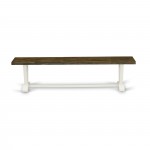 V-Style 15X72 In Dining Bench, Linen White Leg, Distressed Jacobean 418 Top Finish