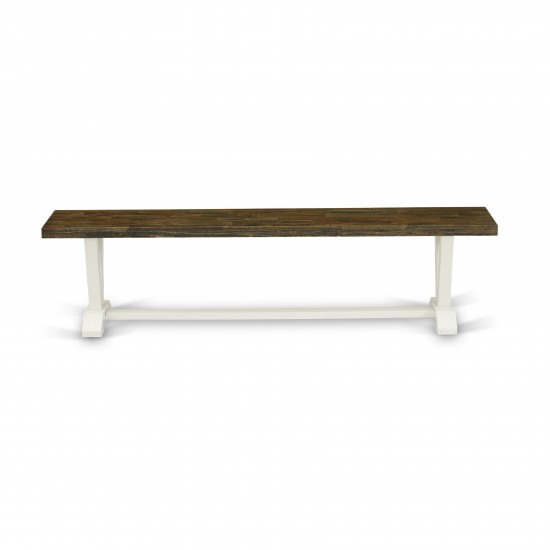 V-Style 15X72 In Dining Bench, Linen White Leg, Distressed Jacobean 418 Top Finish