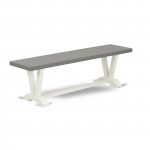 V-Style 15X60 In Dining Bench With Wirebrushed Linen White Leg And Cement Top
