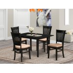 5-Pc Kitchen Set 4 Wood Dining Chairs, Butterfly Leaf Small Dining Table, Black