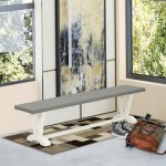 V-Style 15X72 In Dining Bench With Wirebrushed Linen White Leg And Cement Top