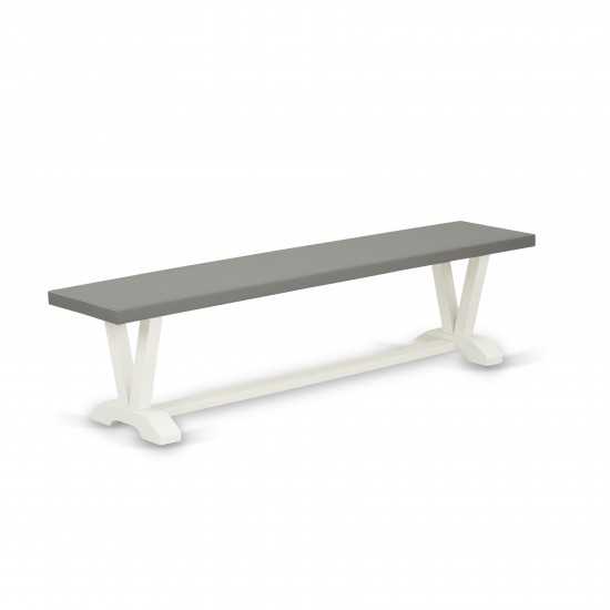 V-Style 15X72 In Dining Bench With Wirebrushed Linen White Leg And Cement Top