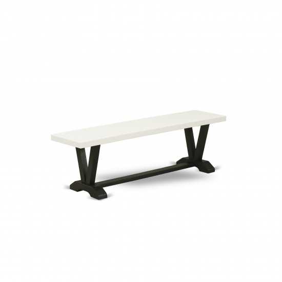 V-Style 15X60 In Dining Bench With Wirebrushed Black Leg And Linen White Top