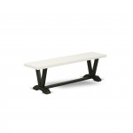 V-Style 15X60 In Dining Bench With Wirebrushed Black Leg And Linen White Top