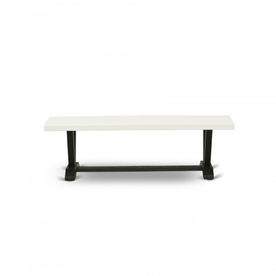V-Style 15X60 In Dining Bench With Wirebrushed Black Leg And Linen White Top