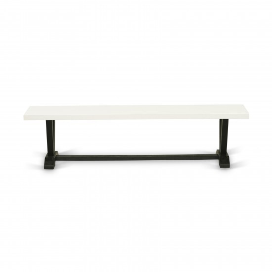 V-Style 15X72 In Dining Bench With Wirebrushed Black Leg And Linen White Top