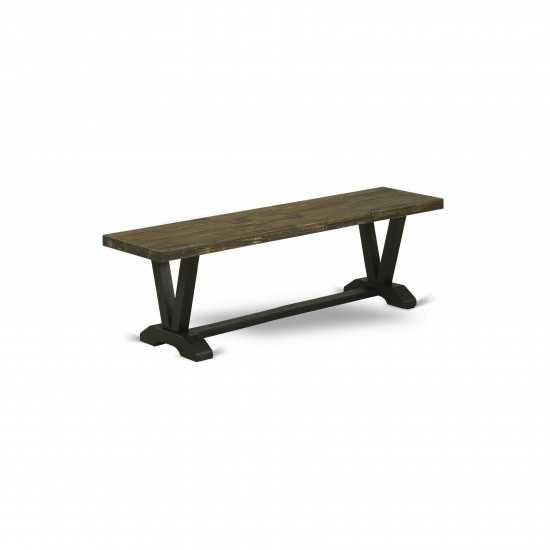 V-Style 15X60 In Dining Bench, Black Leg, Distressed Jacobean 418 Top