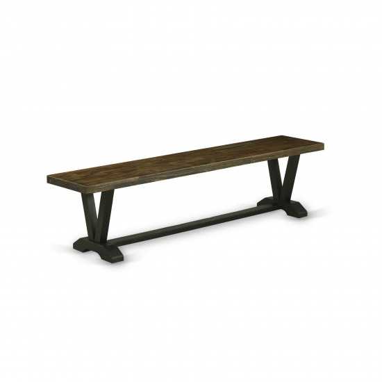 V-Style 15X72 In Dining Bench, Black Leg, Distressed Jacobean 418 Top