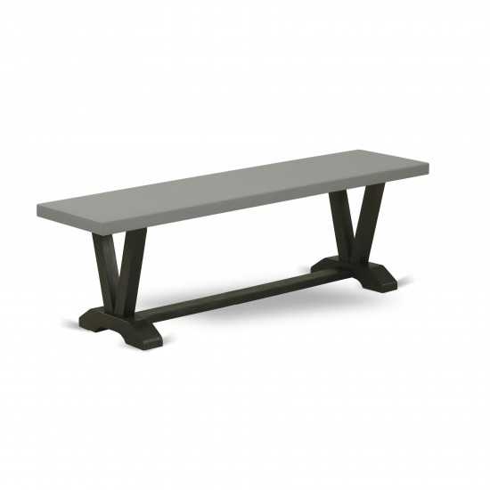 V-Style 15X60 In Dining Bench With Wirebrushed Black Leg And Cement Top Finish