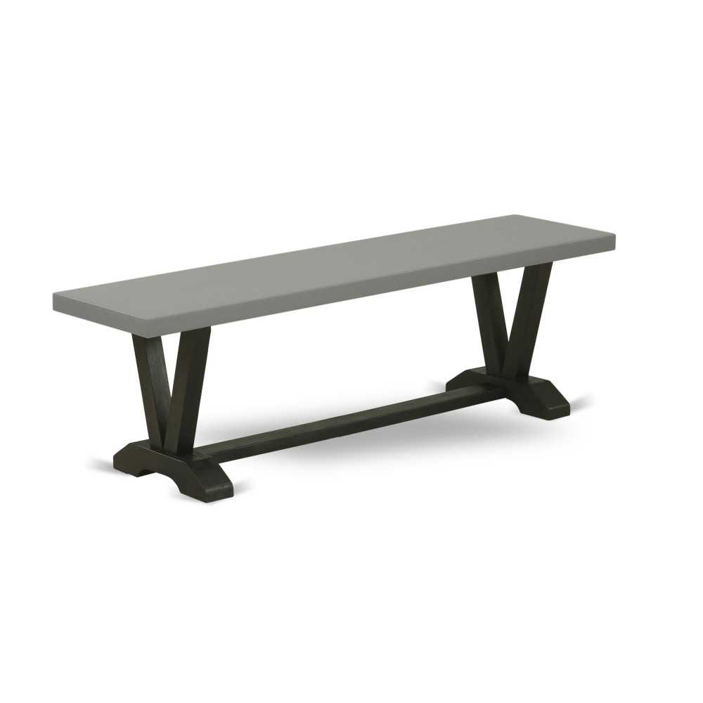 V-Style 15X60 In Dining Bench With Wirebrushed Black Leg And Cement Top Finish V-Style 15X60 In Dining Bench With Wirebrushed Black Leg And Cement Top Finish