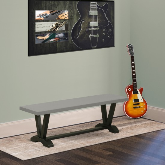 V-Style 15X60 In Dining Bench With Wirebrushed Black Leg And Cement Top Finish