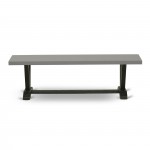 V-Style 15X60 In Dining Bench With Wirebrushed Black Leg And Cement Top Finish
