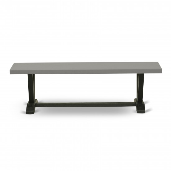 V-Style 15X60 In Dining Bench With Wirebrushed Black Leg And Cement Top Finish